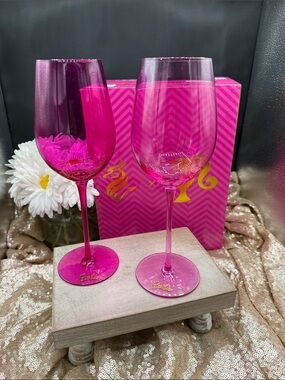 Barbie Pink Wine Glasses - Set of 2